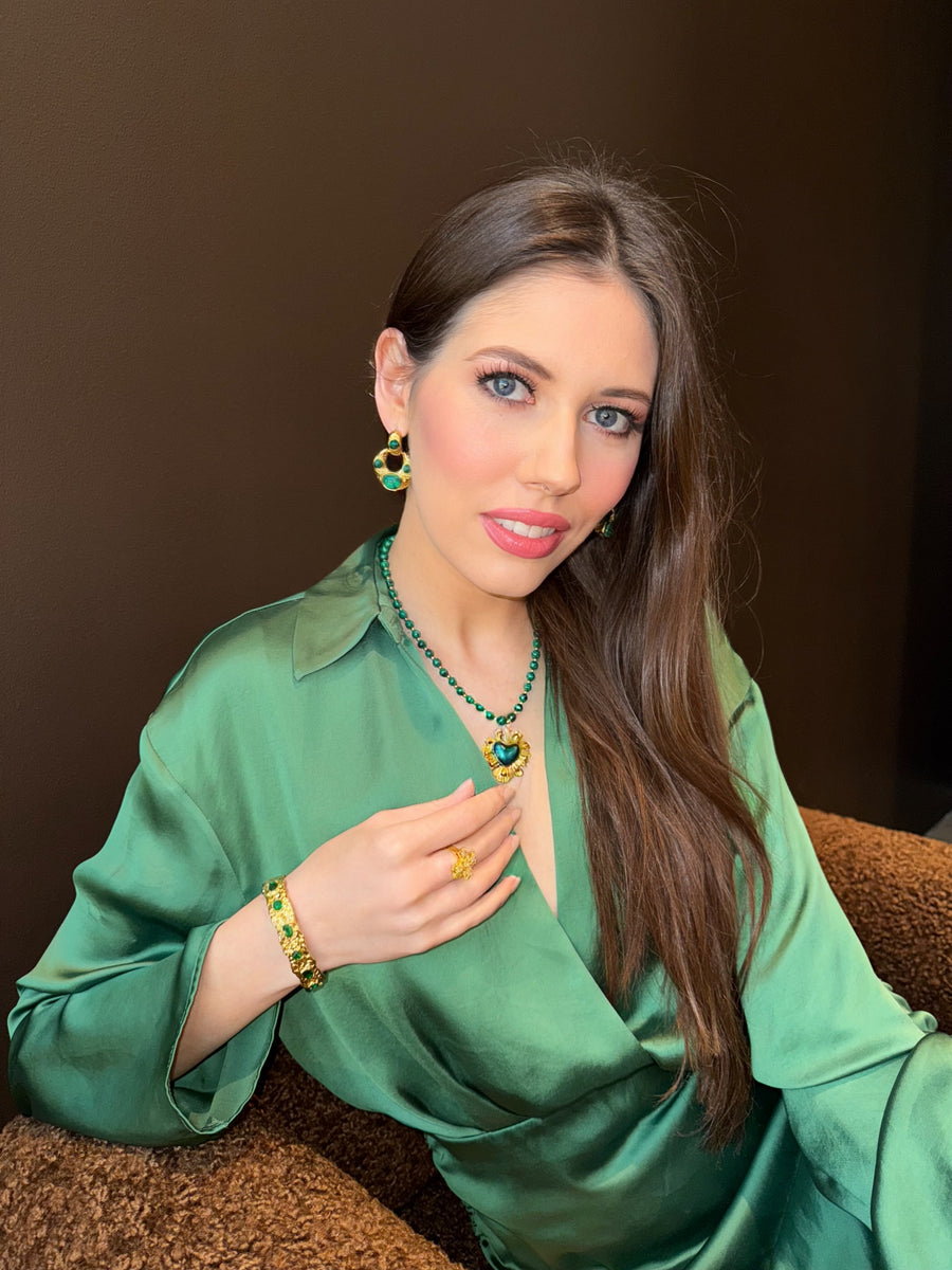 Savannah beaded necklace -malachite