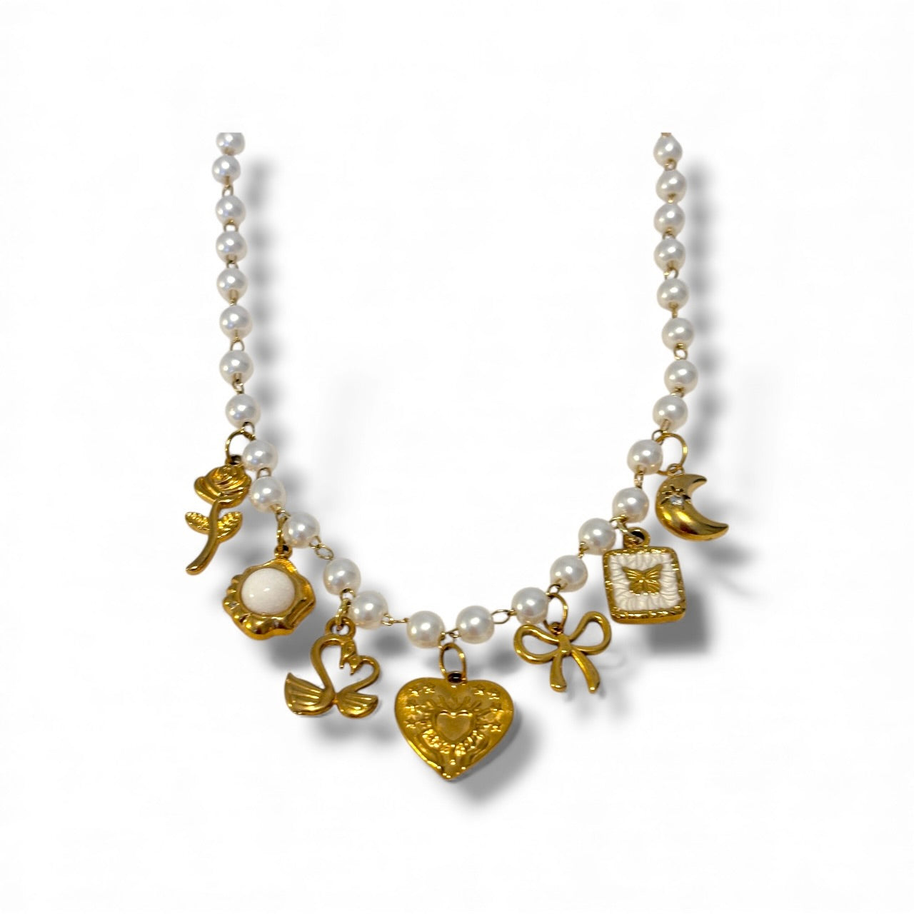 Audrey charm necklace -18k gold plated stainless