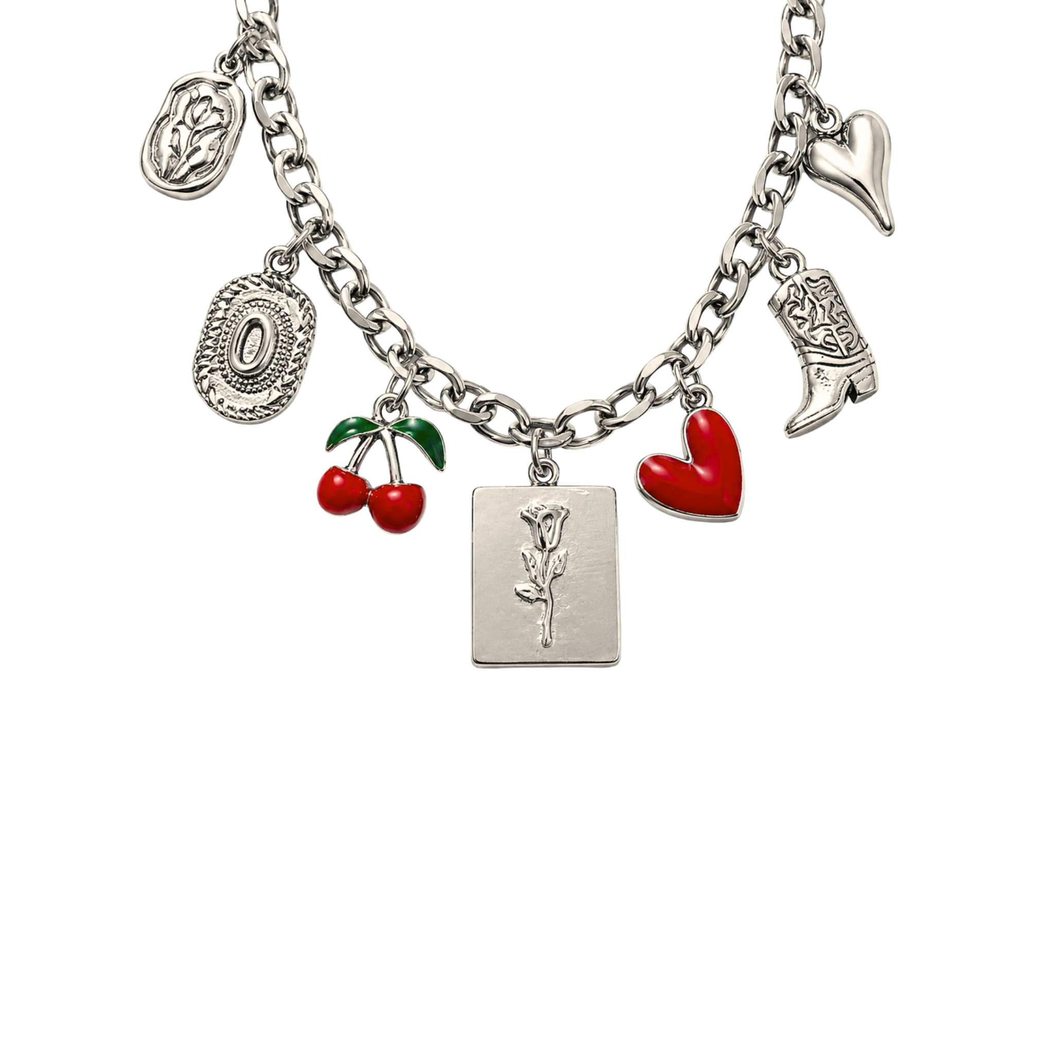 Hallie charm necklace -silver