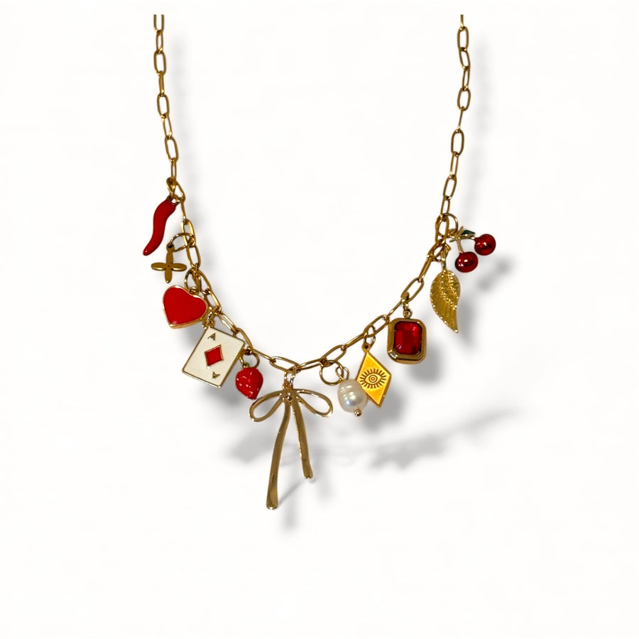 Heart of hearts charm necklace -18k gold plated