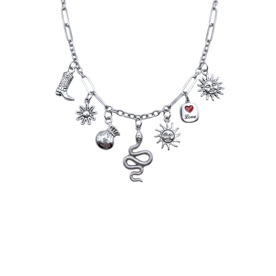 Annie charm necklace -silver