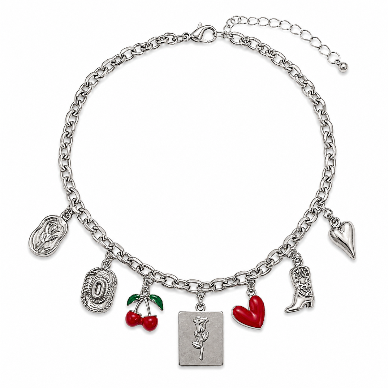 Hallie charm necklace -silver