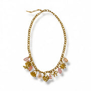 Pink peony charm necklace - 18k gold plated
