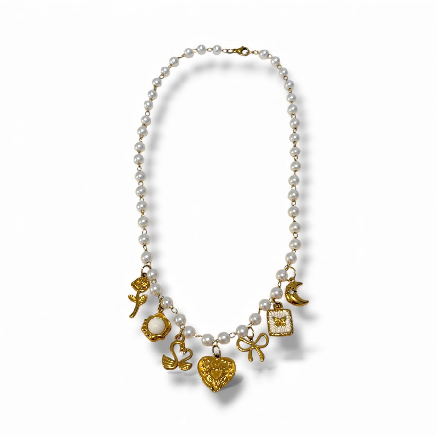Audrey charm necklace -18k gold plated stainless