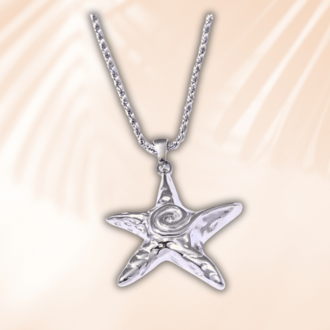 St Lucia Boutique Aquarius statement starfish necklace - silver - Shop women's at Charm Avenue