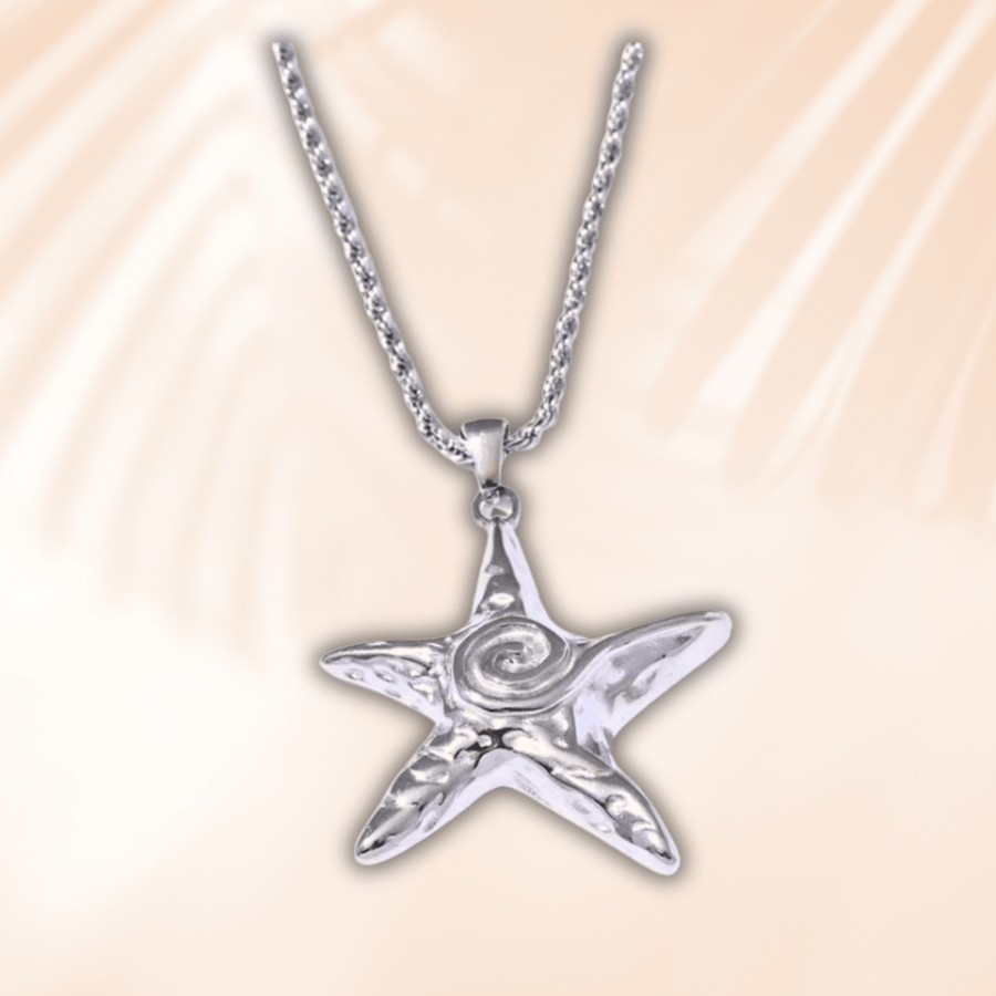 St Lucia Boutique Aquarius statement starfish necklace - silver - Shop women's at Charm Avenue