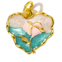 Multi colour rose heart charm