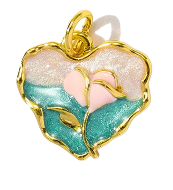 Multi colour rose heart charm