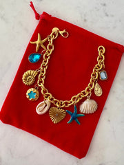 Charm Avenue Deep blue sea charm bracelet - 18k gold plated - Shop women's at Charm Avenue