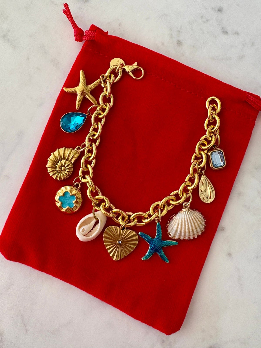 Charm Avenue Deep blue sea charm bracelet - 18k gold plated - Shop women's at Charm Avenue