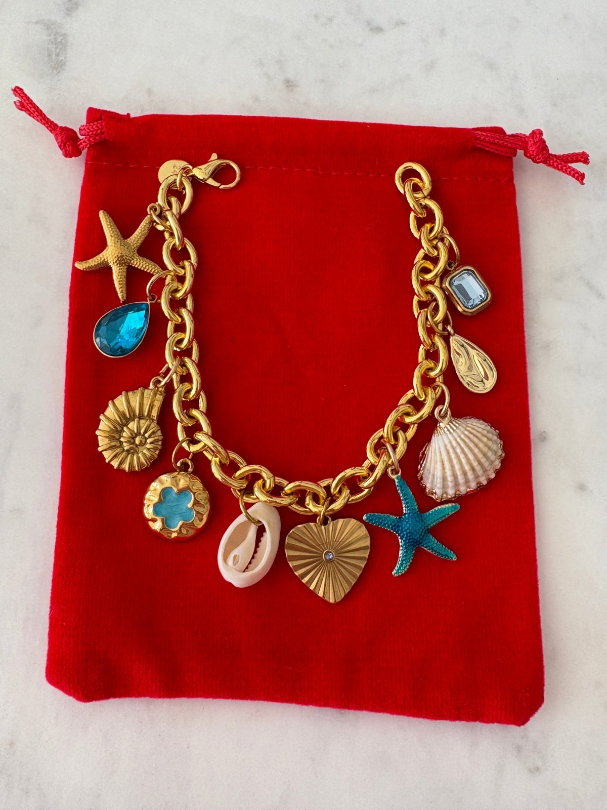 Charm Avenue Deep blue sea charm bracelet - 18k gold plated - Shop women's at Charm Avenue