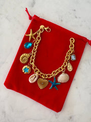 Charm Avenue Deep blue sea charm bracelet - 18k gold plated - Shop women's at Charm Avenue
