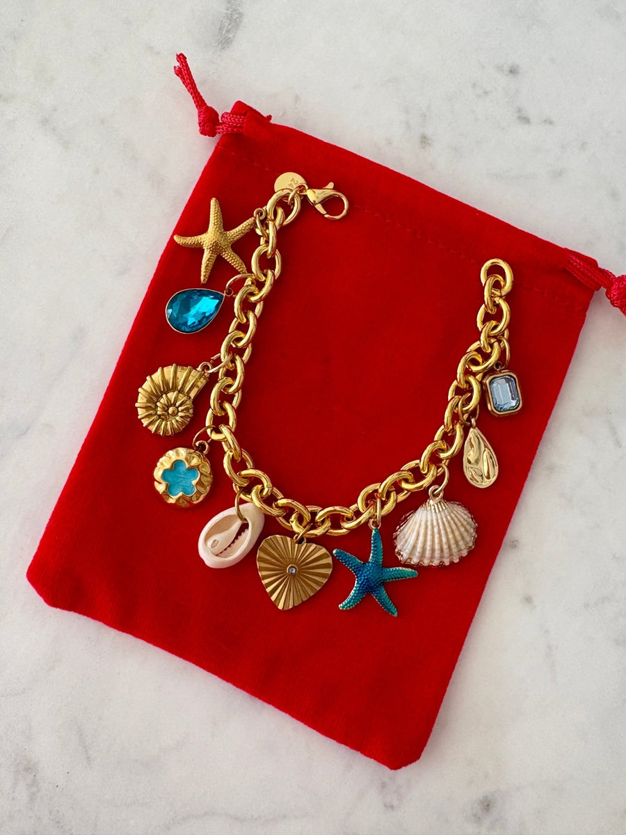 Charm Avenue Deep blue sea charm bracelet - 18k gold plated - Shop women's at Charm Avenue
