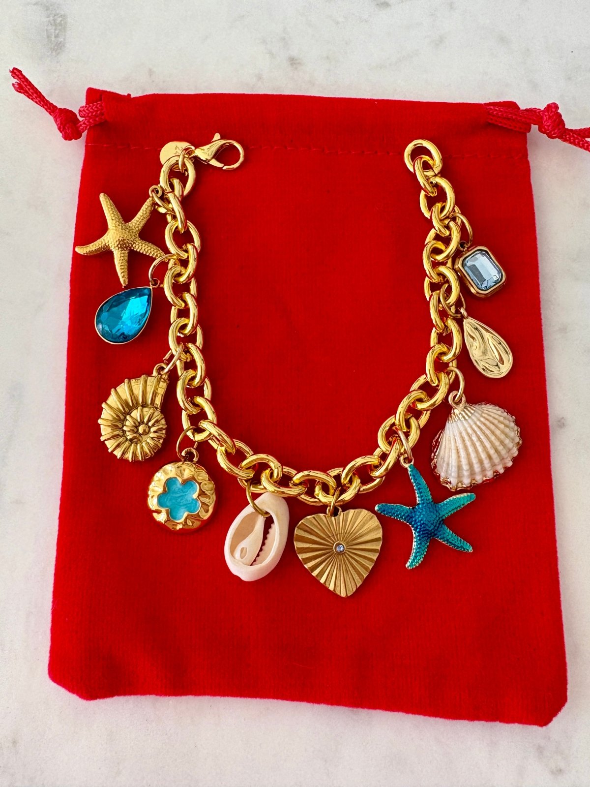 Charm Avenue Deep blue sea charm bracelet - 18k gold plated - Shop women's at Charm Avenue