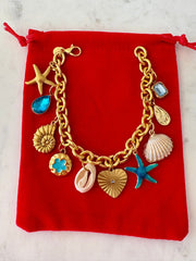 Charm Avenue Deep blue sea charm bracelet - 18k gold plated - Shop women's at Charm Avenue