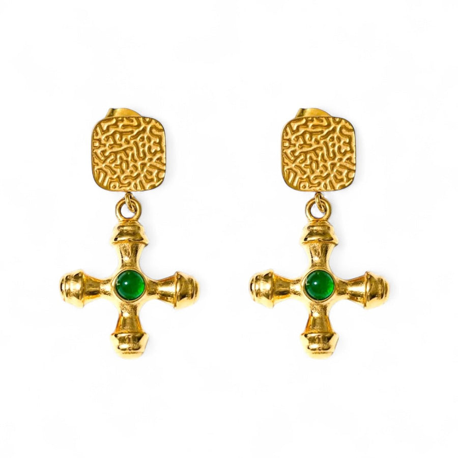St Lucia Boutique Donatella cross earring - 18k gold plated - Shop women's at Charm Avenue