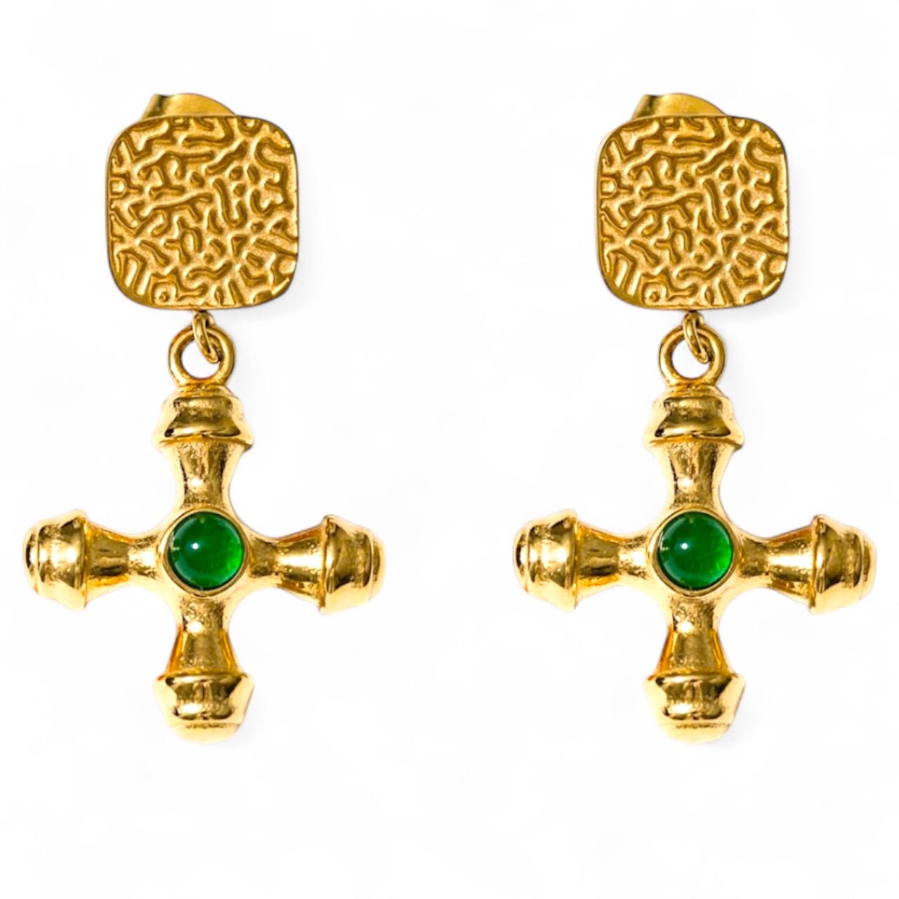 St Lucia Boutique Donatella cross earring - 18k gold plated - Shop women's at Charm Avenue