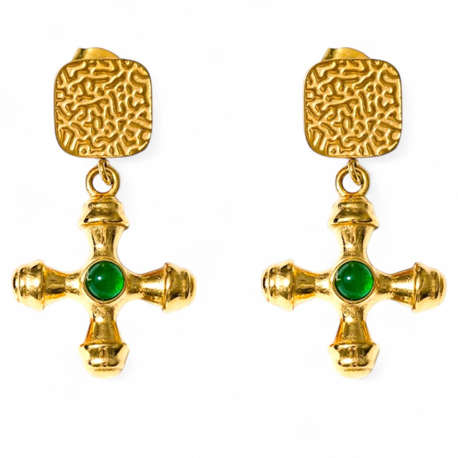 St Lucia Boutique Donatella cross earring - 18k gold plated - Shop women's at Charm Avenue
