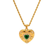 St Lucia Boutique Envious heart necklace - green/18k gold plated - Shop women's at Charm Avenue