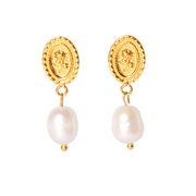 St Lucia Boutique Frankie pearl drop earring - 18k gold plated - Shop women's at Charm Avenue