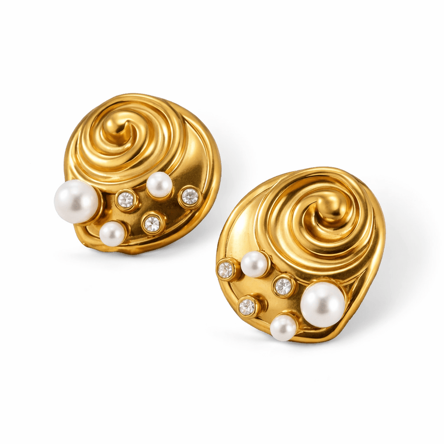 Charm Avenue Grenoble pearl stud earrings - 18k gold plated - Shop women's at Charm Avenue