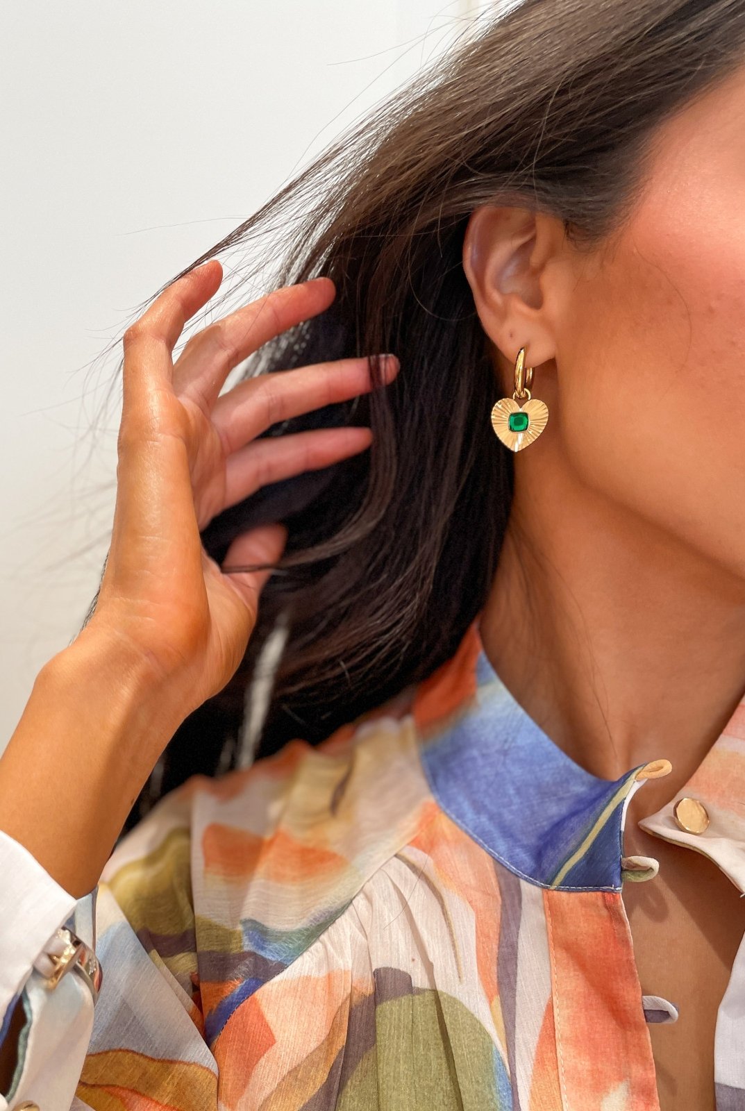 St Lucia Boutique Jadore earring 18k gold plated - green - Shop women's Accessories at Charm Avenue