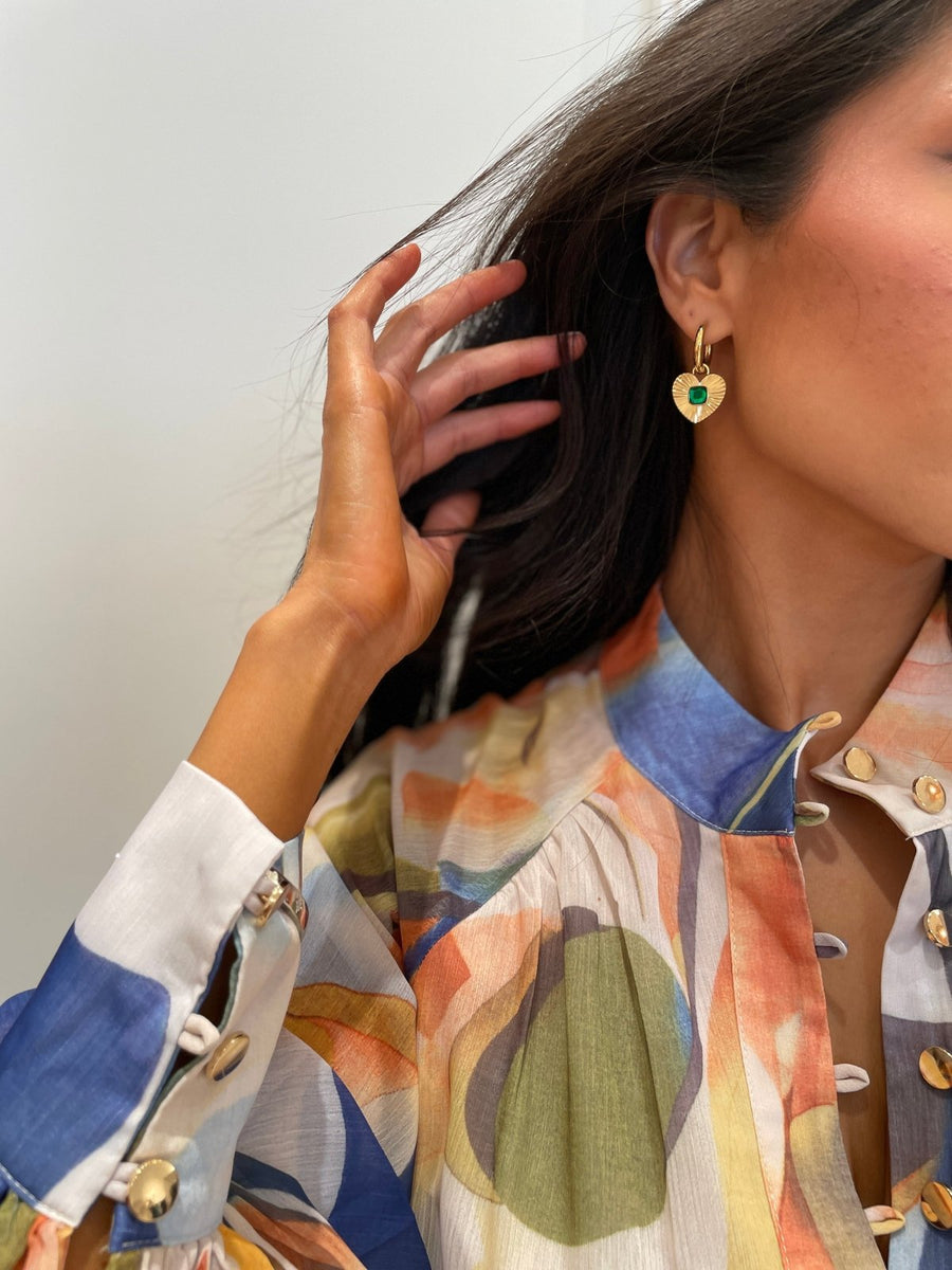 St Lucia Boutique Jadore earring 18k gold plated - green - Shop women's Accessories at Charm Avenue