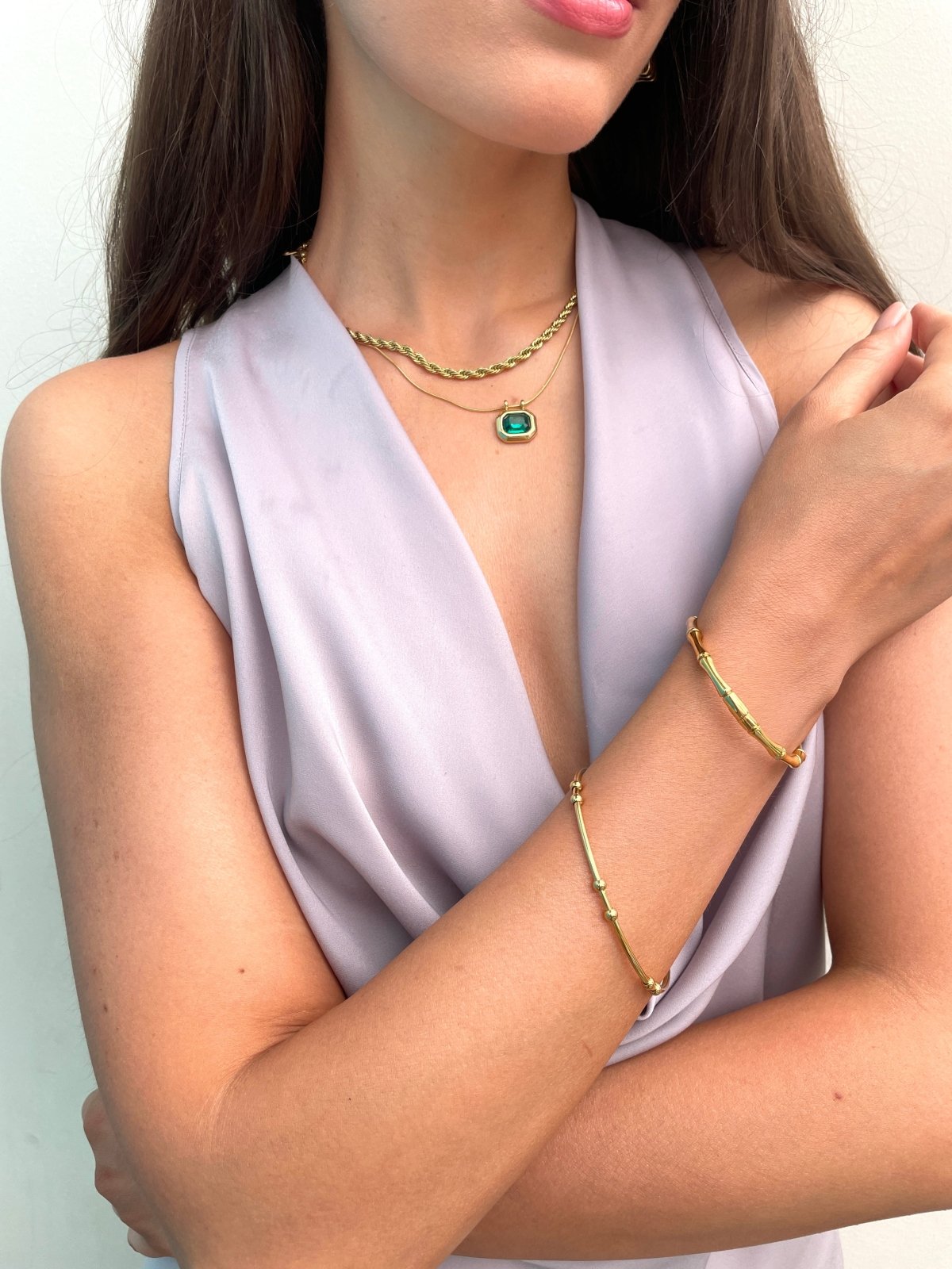 Charm Avenue Lanie emerald necklace - 18k gold plated - Shop women's Accessories at Charm Avenue