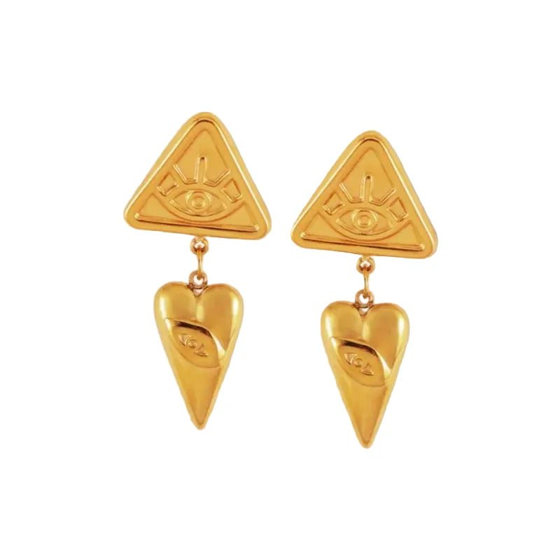 St Lucia Boutique Nazar heart drop earring - 18k gold plated - Shop women's at Charm Avenue