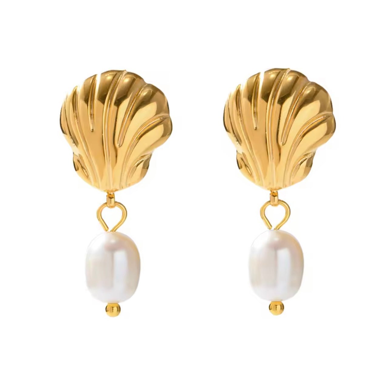 St Lucia Boutique Oceanus shell earring - 18k gold plated - Shop women's at Charm Avenue