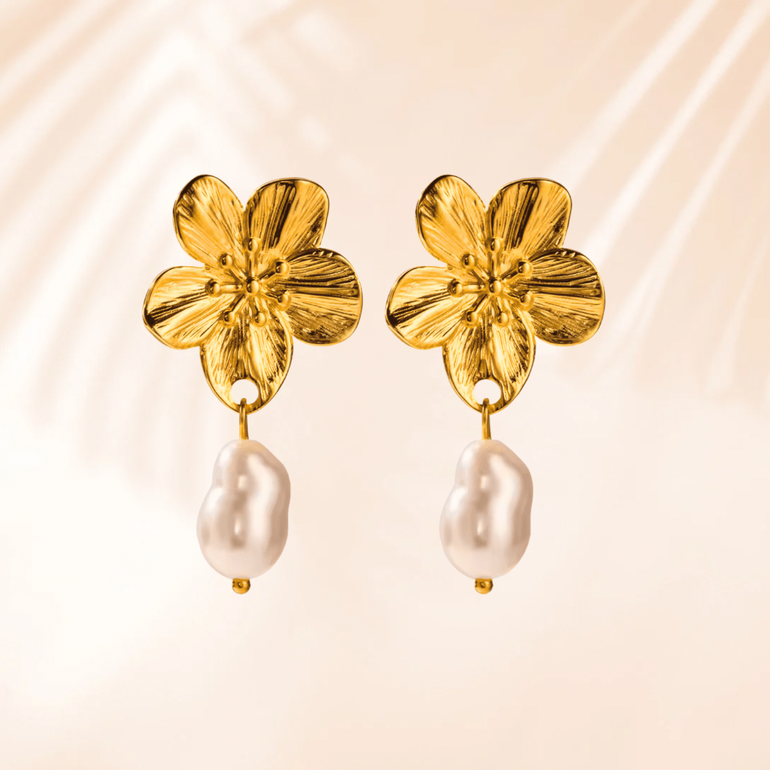 Charm Avenue Petal pearl earrings - 18k gold plated - Shop women's at Charm Avenue