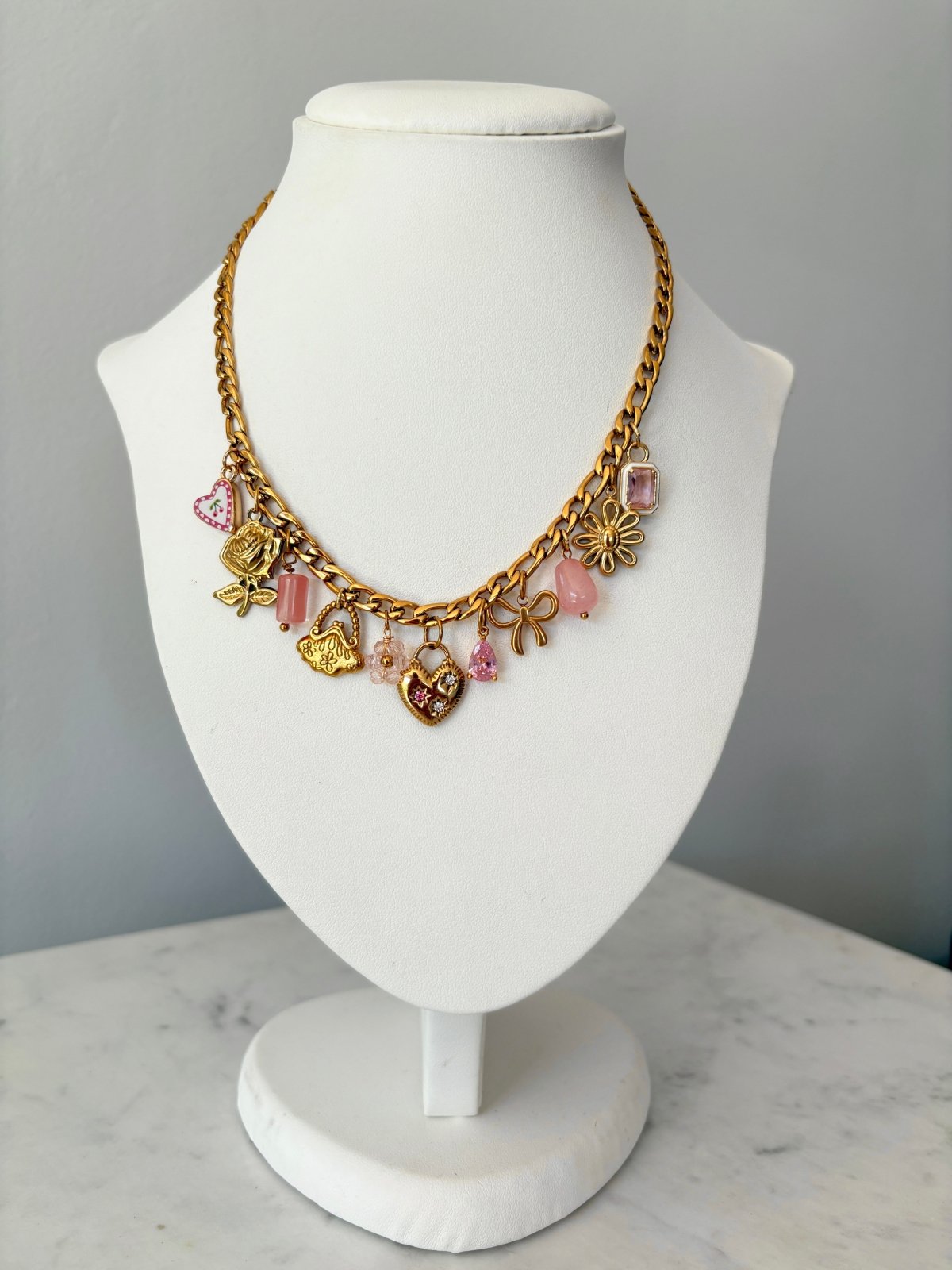 Charm Avenue Pink peony charm necklace - 18k gold plated - Shop women's at Charm Avenue