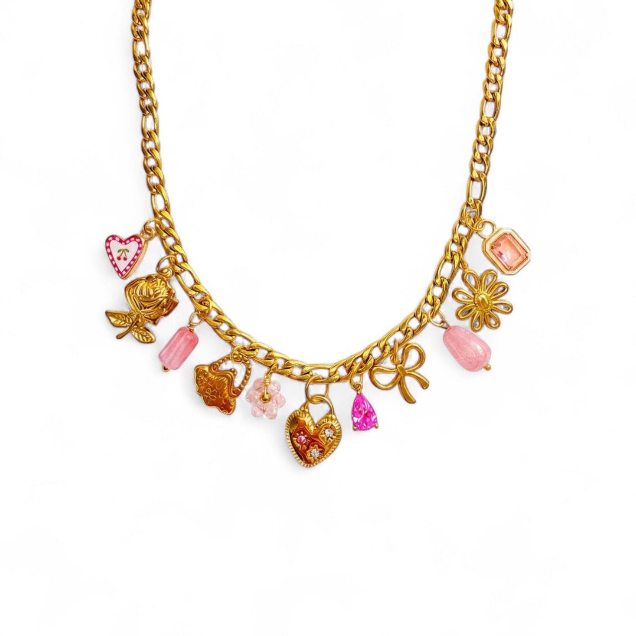 Charm Avenue Pink peony charm necklace - 18k gold plated - Shop women's at Charm Avenue