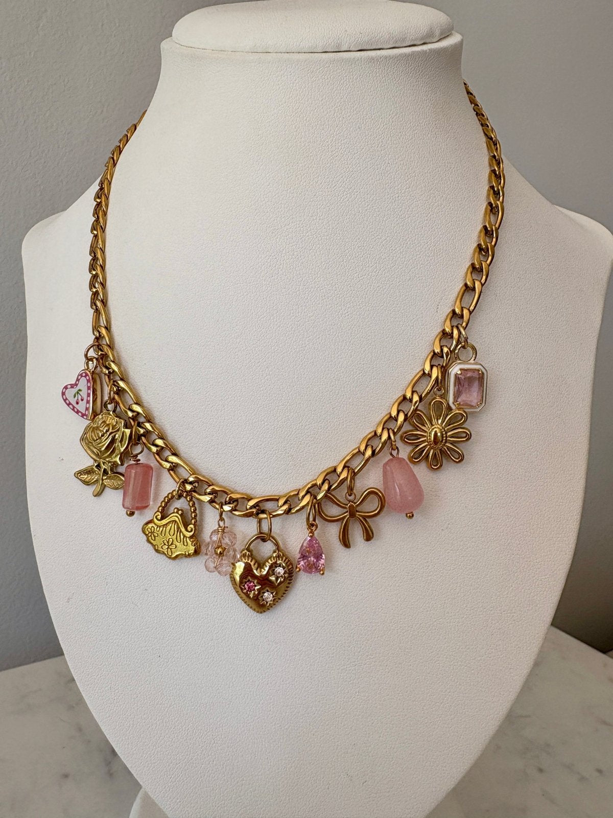 Charm Avenue Pink peony charm necklace - 18k gold plated - Shop women's at Charm Avenue