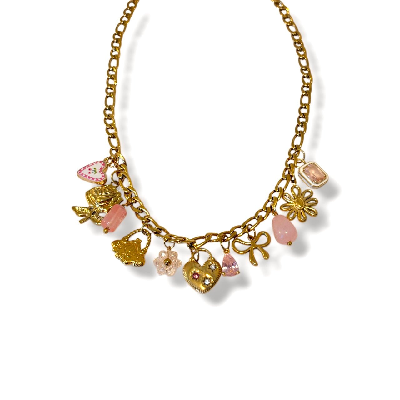 Charm Avenue Pink peony charm necklace - 18k gold plated - Shop women's at Charm Avenue