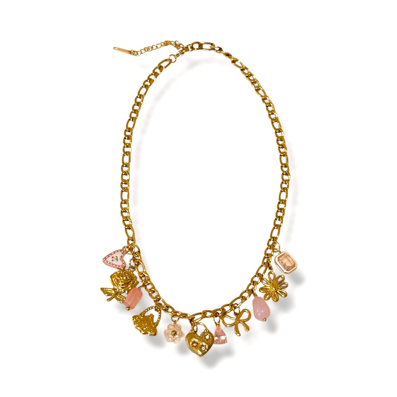 Charm Avenue Pink peony charm necklace - 18k gold plated - Shop women's at Charm Avenue