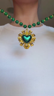 Savannah beaded necklace -malachite