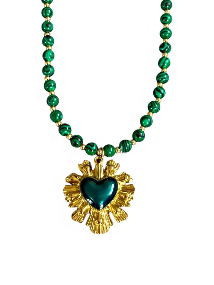 Charm Avenue Savannah beaded necklace - 18k gold plated/malachite - Shop women's at Charm Avenue