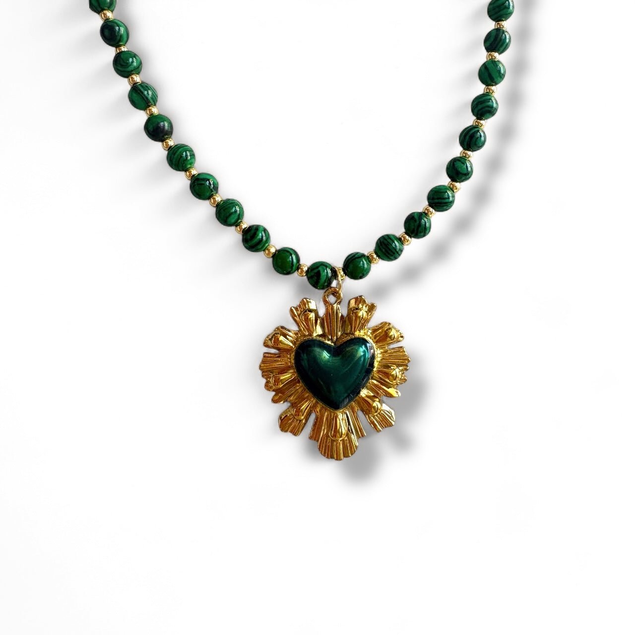 Charm Avenue Savannah beaded necklace - 18k gold plated/malachite - Shop women's at Charm Avenue