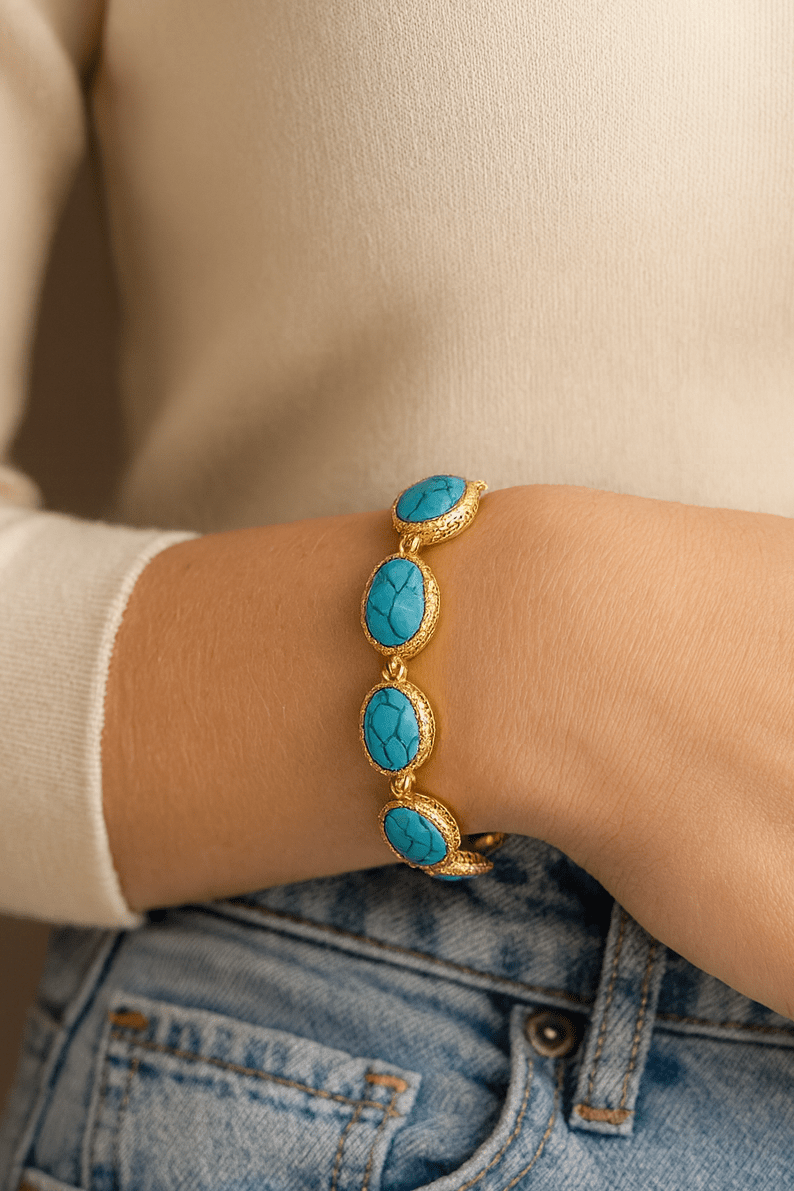 Charm Avenue Turquoise link bracelet - 14k gold plated - Shop women's at Charm Avenue