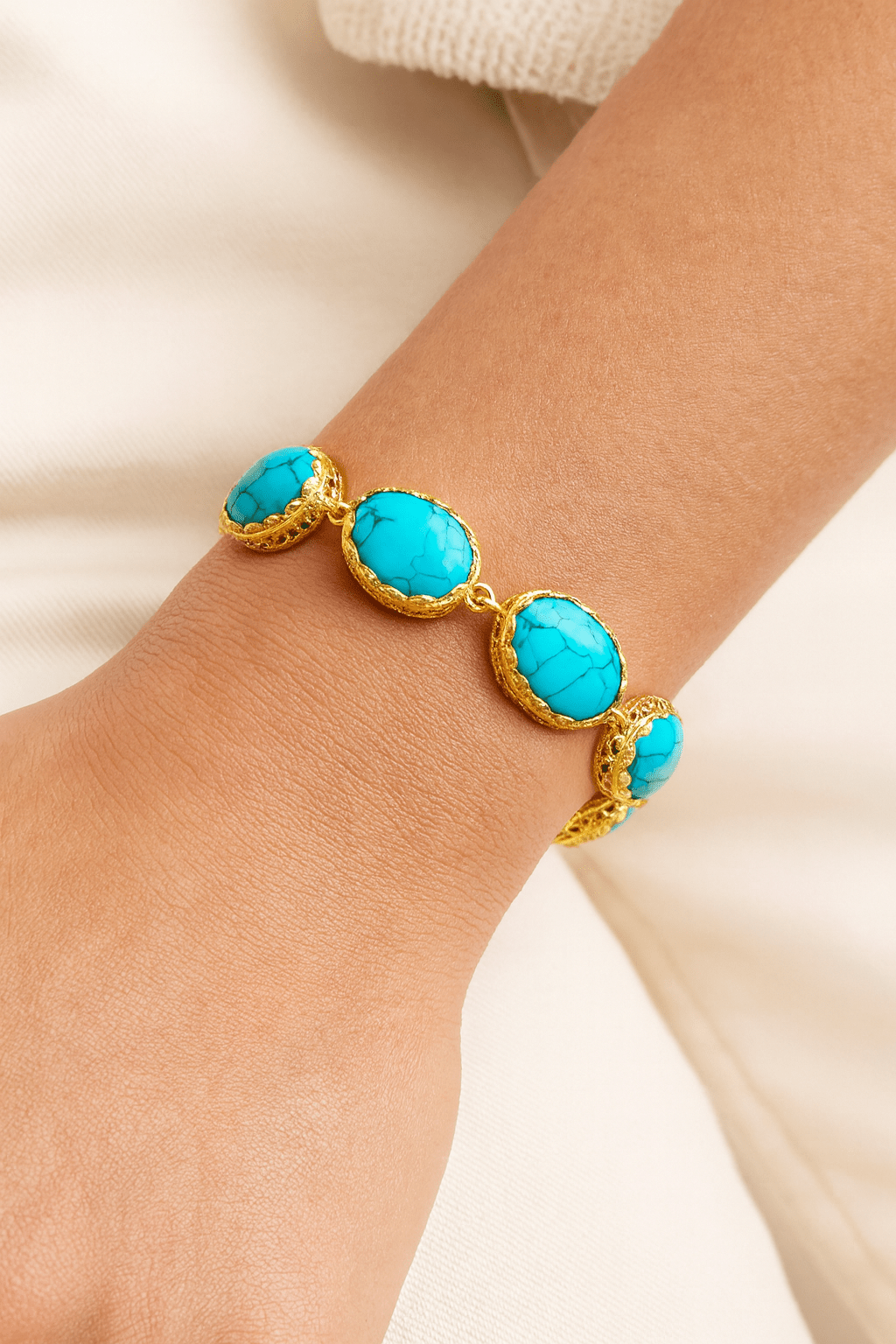 Charm Avenue Turquoise link bracelet - 14k gold plated - Shop women's at Charm Avenue