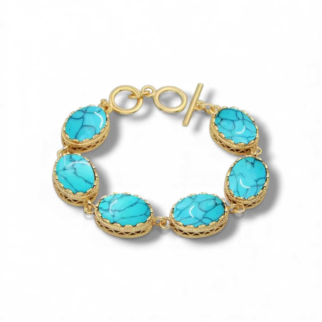 Charm Avenue Turquoise link bracelet - 14k gold plated - Shop women's at Charm Avenue