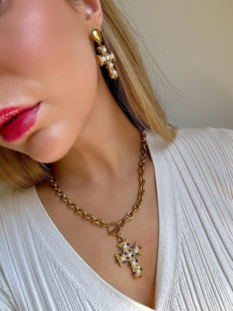 Charm Avenue Vintage cross earring - Shop women's at Charm Avenue