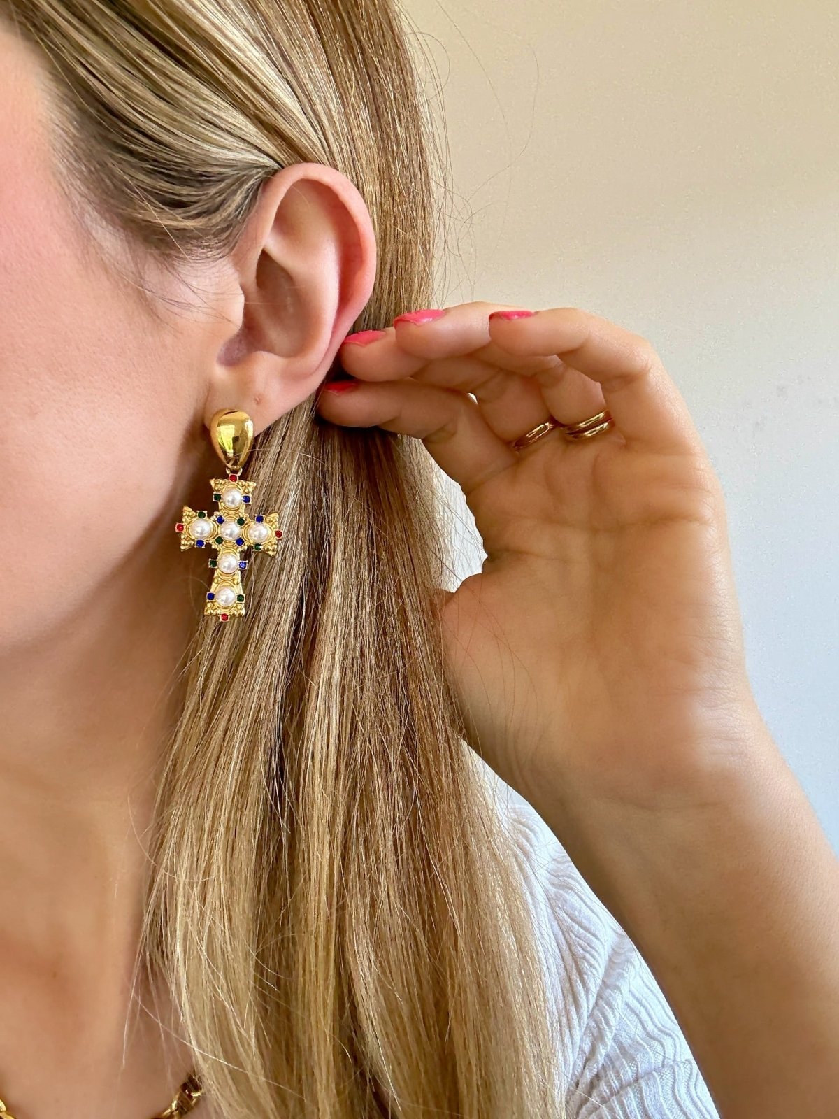 Charm Avenue Vintage cross earring - Shop women's at Charm Avenue