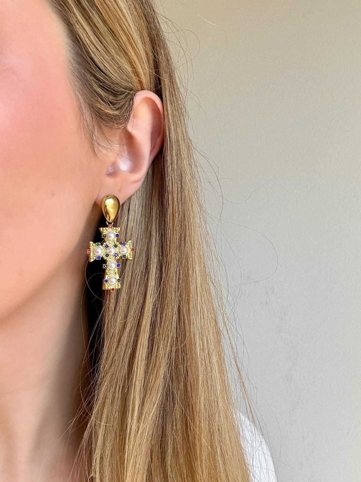Charm Avenue Vintage cross earring - Shop women's at Charm Avenue